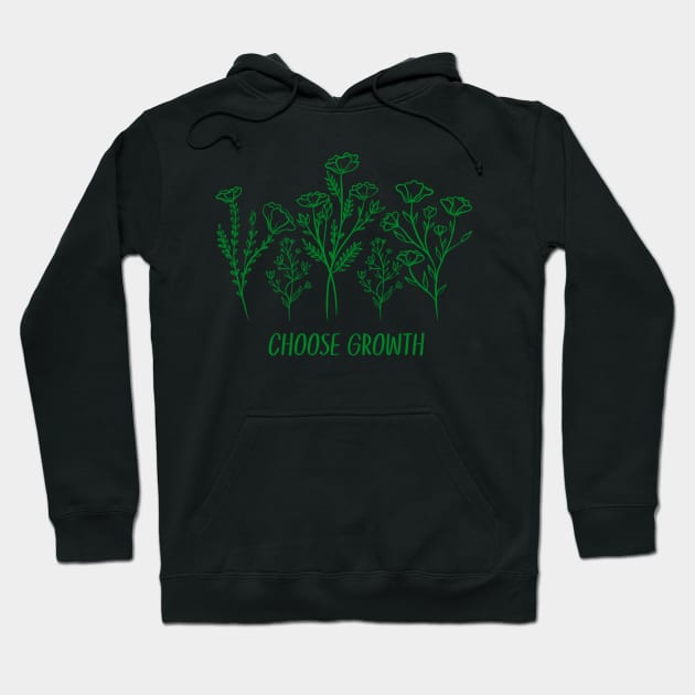 Choose growth pretty green floral design Hoodie by Holly-berry-art